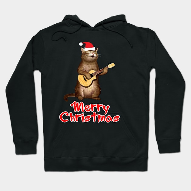 Funny xmas ugly Gifts for cat lovers owners playing ukelele Hoodie by AwesomePrintableArt